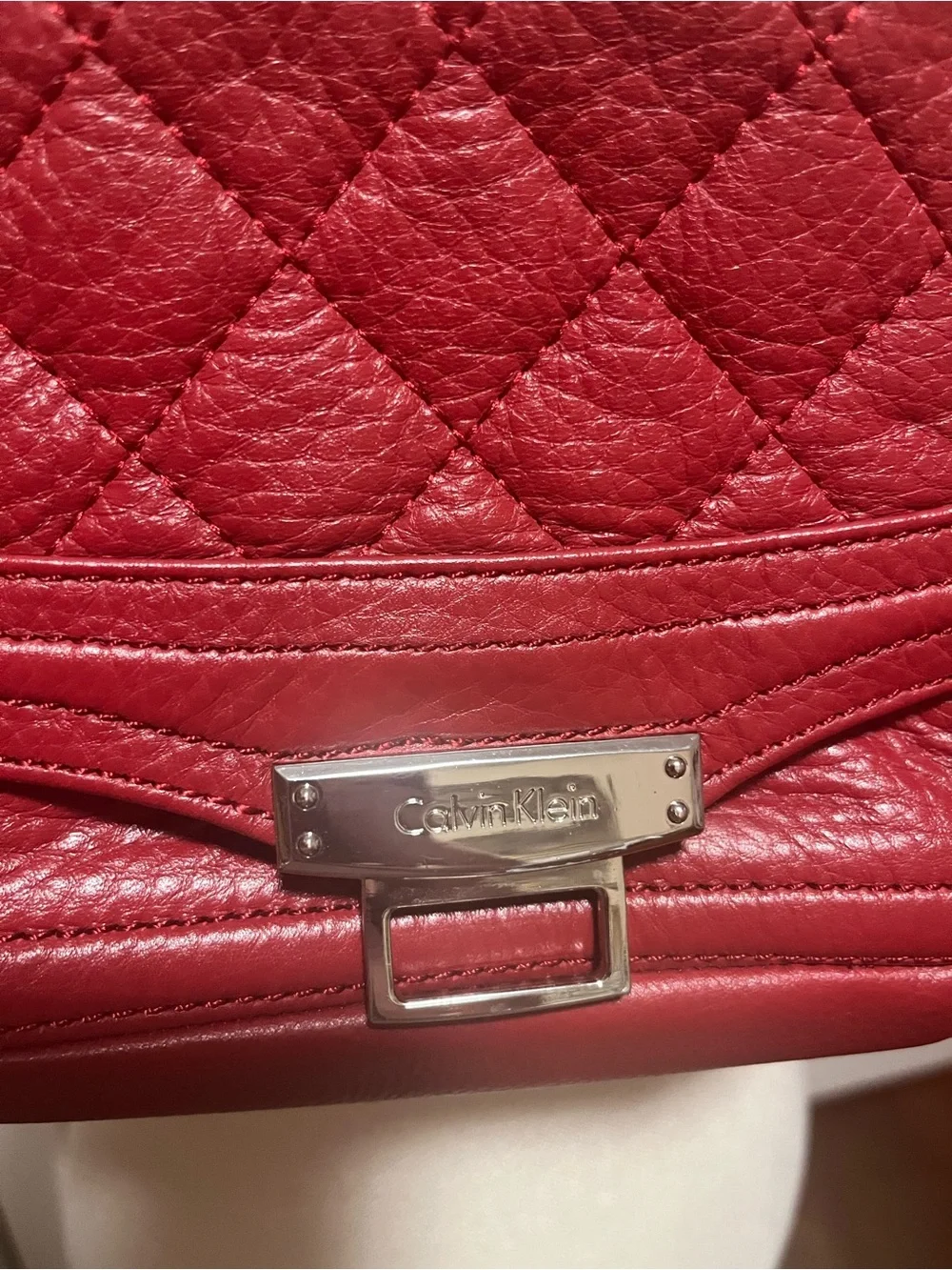 Calvin Klein Red Leather Crossbody Shoulder Bag